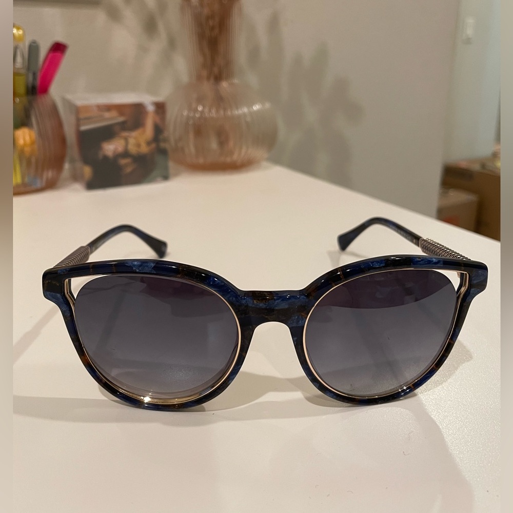 Gold and blue patterned Balmain sunglasses